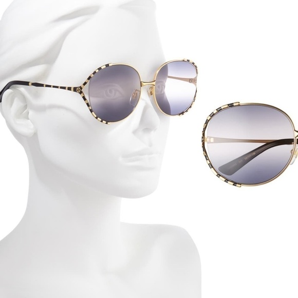 Gucci 59mm Round Sunglasses in Gold/Brown Gradient - Picture 3 of 11